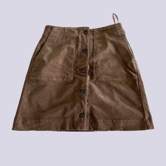 NEW Uniqlo Brown Corduroy Button Front Mini Skirt - Picture 1 of 3